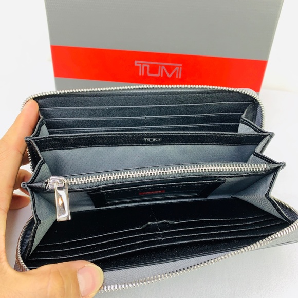 Tumi Handbags - TUMI Parker Large Full Zip Wallet -Metallic Silver